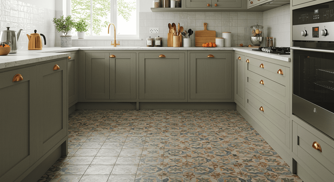 Stylish Tile Flooring in a Kitchen